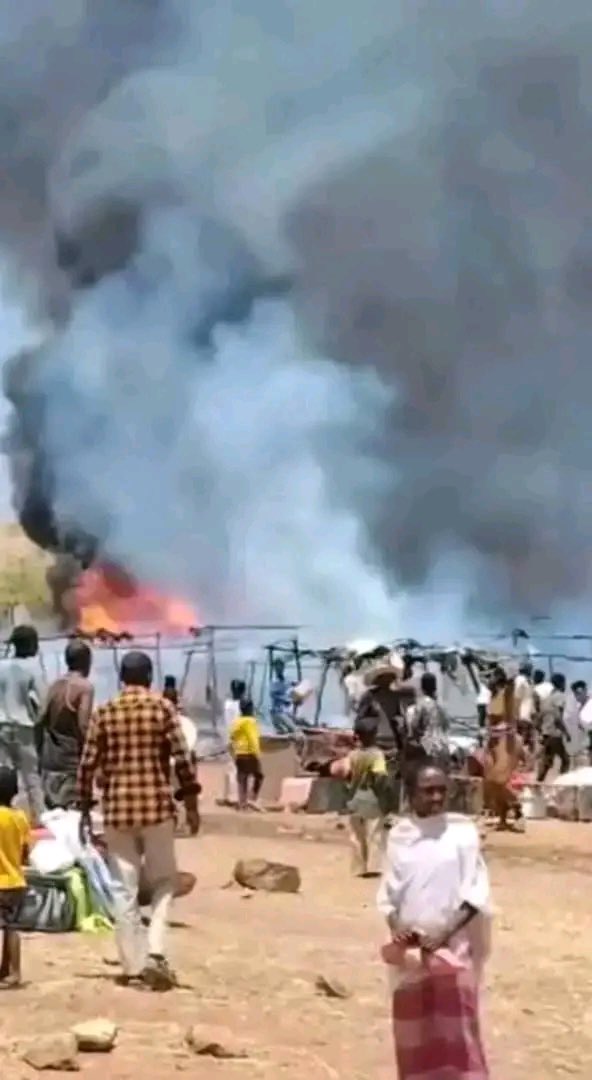 Tigrai_TV's tweet photo. Devastating Fire Explosion at Um Rakuba Refugee Camp Claims Life of Six-Year-Old Boy
—-
A catastrophic fire explosion rocked the Um Rakuba refugee camp in Sudan early this afternoon, leaving a trail of destruction and despair. The camp, which shelters Tigrayan refugees fleeing ethnic cleansing in Western Tigray, was struck by the blast at approximately 01:00 pm, resulting in casualties, injuries, and significant property damage.

Eyewitnesses reported that the explosion claimed the life of a six-year-old boy, while a two-year-old child sustained injuries and was rushed to a nearby medical facility for urgent treatment. The incident has sent shockwaves through the camp, with residents describing the scene as "extremely distressing."

The camp’s health center, already grappling with a severe shortage of medical supplies, was unable to provide adequate care for the injured child. As a result, the toddler had to be transferred to another facility outside the camp to receive proper medical attention.

In addition to the tragic loss of life and injuries, the explosion caused extensive damage to property, including the destruction of several homes. Families who had already been displaced by the war on Tigray now face further hardship as they struggle to recover from the aftermath of the blast.

The cause of the explosion remains unclear, and authorities have yet to release an official statement. The refugees need immediate assistance to address the urgent needs of the affected families, including medical supplies, shelter, and food.

The Um Rakuba camp, which houses thousands of Tigrayan refugees, has long faced challenges due to overcrowding and limited resources. Today’s incident underscores the dire conditions faced by refugees and the urgent need for international support to prevent further tragedies.