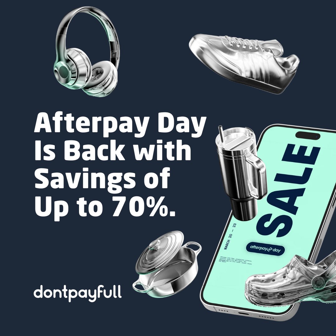 DontPayFull's tweet photo. Afterpay Day is here! Get up to 70% off thousands of your favorite brands and split your payment into four easy, interest-free installments with Afterpay. Hurry, the sale ends on March 23: ๐ณ:ย https://t.co/UByTVMnJwL
#DontPayFull #Shopping #AfterpayDay #Savings #Deals https://t.co/rx6j4VnLTV