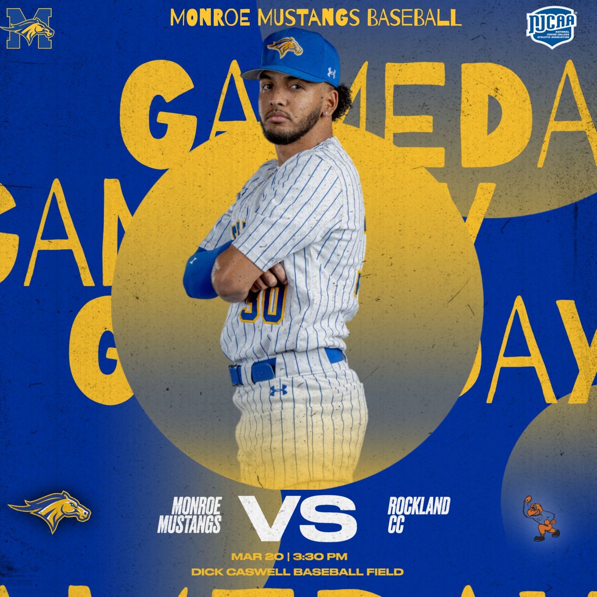 GAMEDAY! 

The Mustangs continue their series with Rockland Community College at Dick Caswell Baseball field at 3:30PM this afternoon!

Follow live:
📺: YouTube.com/MonroeMustangs
📊: MonroeUMustangs.com/BASELiveStats

#GoHereGrowHere