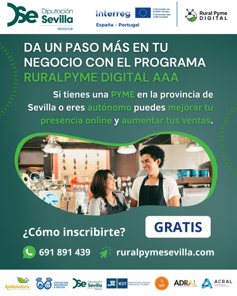 prodetur's tweet photo. 🚀 Digitaliza tu empresa sin coste y mejora tu presencia en el mundo digital. El proyecto Ruralpyme Digital está enfocado específicamente a ello ¡Reserva ahora! 📞 691 891 439 📩  https://t.co/Jhp0fuUn04
#RuralPymeDigital #Pymes #TransformaciónDigital https://t.co/rDLsTZ1XN2