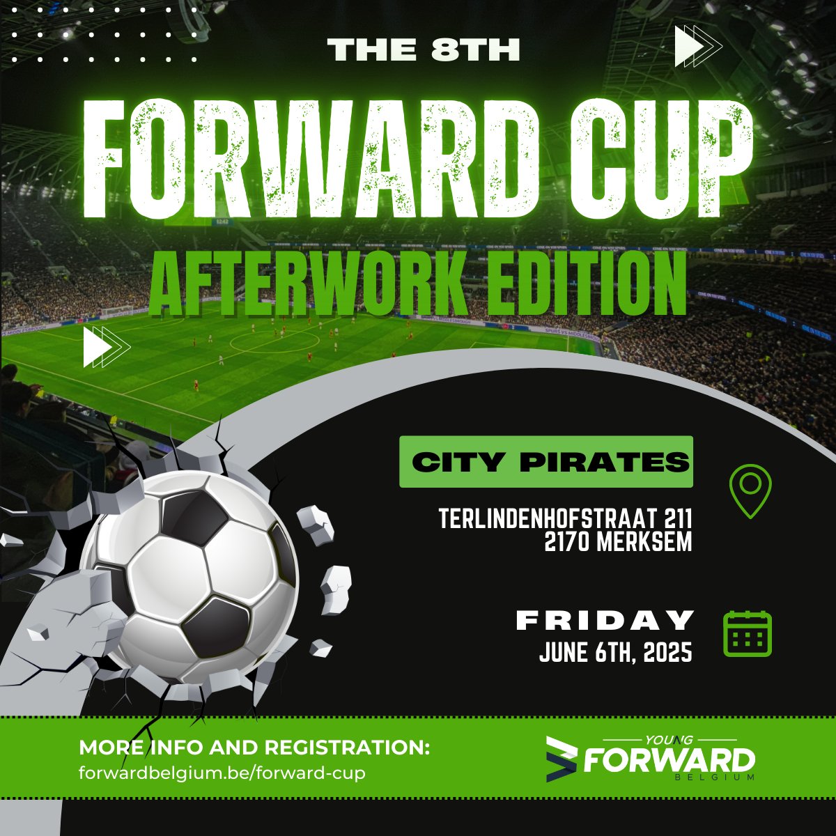 Op 6 juni 2025 zal de 8ste #FORWARDCup plaatsvinden in het Jef Mermansstadion.
Schrijf je team vandaag nog in en beleef een topavond: forwardbelgium.be/forward-cup
Met speciale dank aan: #vandoosselaereadvocaten #customssupport #bdobelgium #vanbredamarine #sscconsolidation #kinay