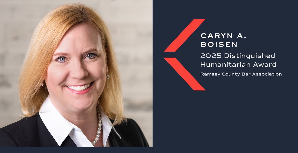 larsonking's tweet image. Congrats to our partner, Caryn Boisen, recipient of the 2025 Ramsey County Bar Association Distinguished Humanitarian Service Award, in recognition of her outstanding commitment to humanitarian service and dedication to our community. Read more &amp;gt; larsonking.com/caryn-boisen-d…