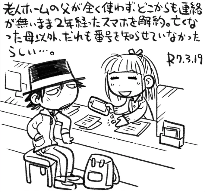 【絵日記0319】東大卒が自慢の父も、ついにケータイ、スマホは使いこなせませんでした。 