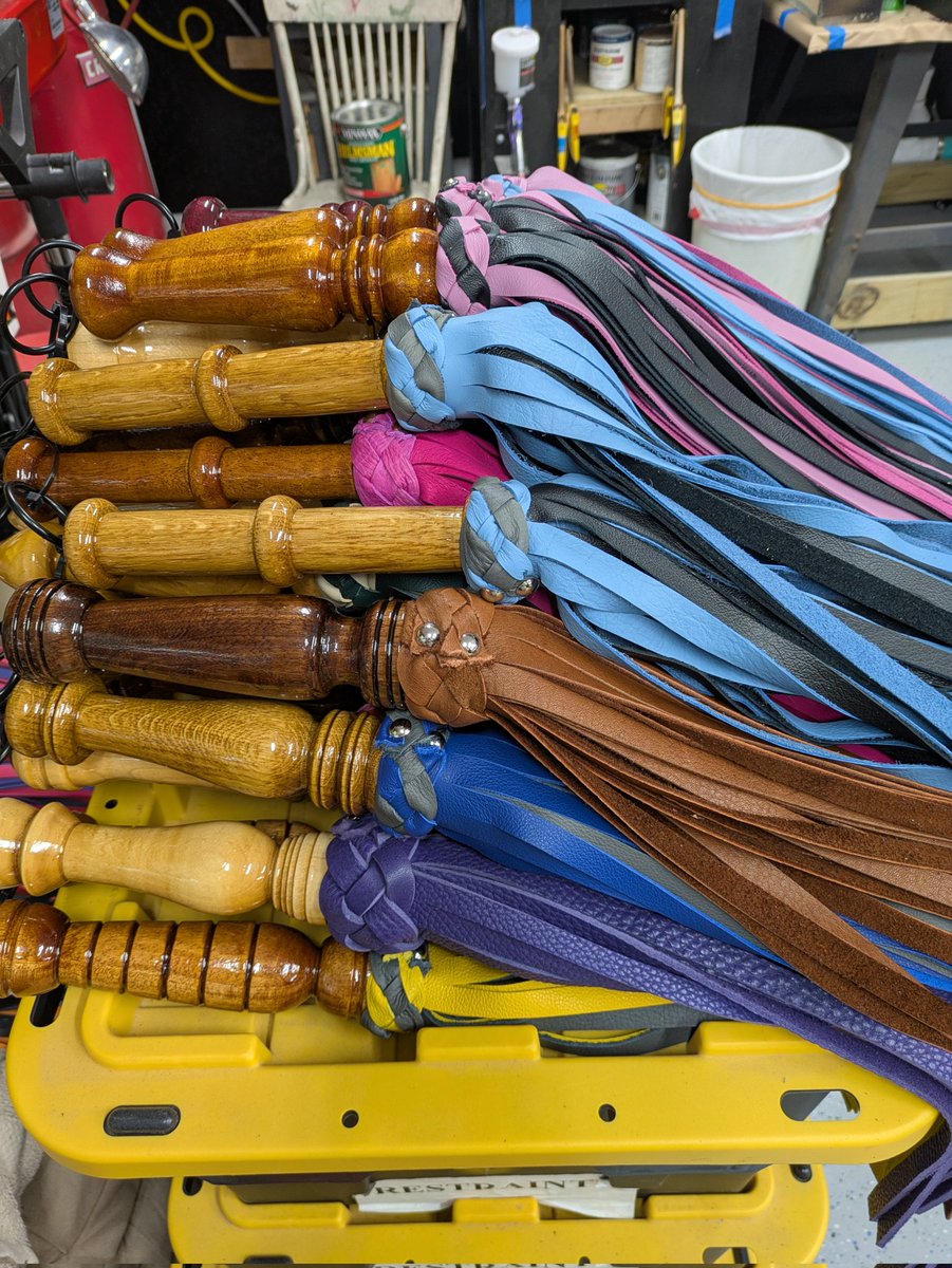 hill_works's tweet photo. Good morning flogger lovers!!!! 😁☀️

We just completed 80 new #handcrafted floggers to stock. We'll be out around the country at IPTC, @EXXXOTICA, @clawcorp, and @beyondleather. Cum and add a perfect piece to your collection!!!

#smallbiz #woodworking #naughty #flogger #leather https://t.co/erqxOrfXsV