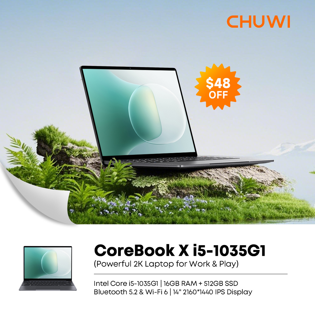 chuwidotcom's tweet image. Why break the bank on a new laptop when you can get a $48 discount on the #CHUWI CoreBook X 💁‍♂️? This Intel i5 powered laptop 🦾 is perfect for your productivity needs.
Grab yours now: hubs.li/Q03ct4Nk0
⏳ Ends March 26, 2025 (PDT)
#CoreBookX #Laptop #Intel #PortableLaptop