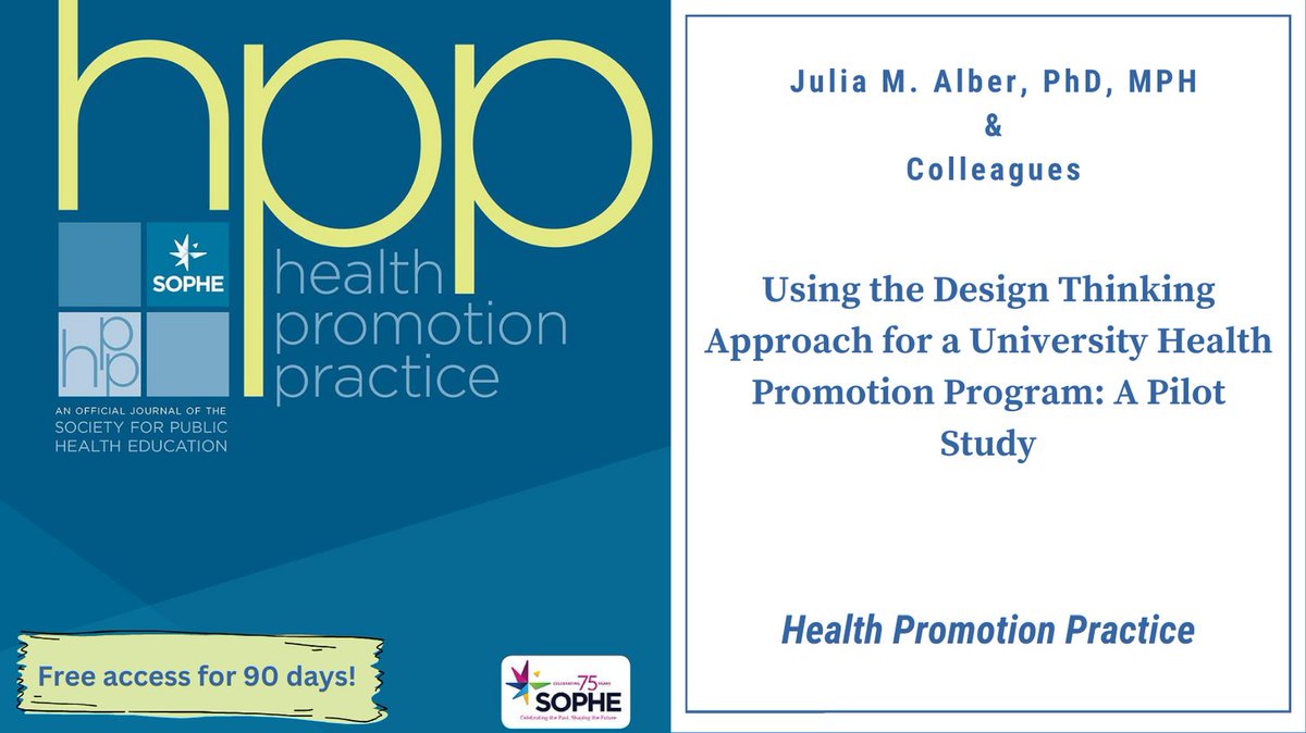 TheHPPJournal (@thehppjournal) on Twitter photo Considering the limited resources of university wellness programs, these authors analyzed a promising strategy for developing materials in a quicker/less expensive way compared to traditional methods.
journals.sagepub.com/share/VWDHVWF4…
<a href="/LaNitaSWright/">LaNita Wright</a> <a href="/SOPHEtweets/">SOPHE</a> @SagehealthInfo <a href="/JeanMBreny/">Jean M Breny, PhD</a> Considering the limited resources of university wellness programs, these authors analyzed a promising strategy for developing materials in a quicker/less expensive way compared to traditional methods.
journals.sagepub.com/share/VWDHVWF4…
<a href="/LaNitaSWright/">LaNita Wright</a> <a href="/SOPHEtweets/">SOPHE</a> @SagehealthInfo <a href="/JeanMBreny/">Jean M Breny, PhD</a>