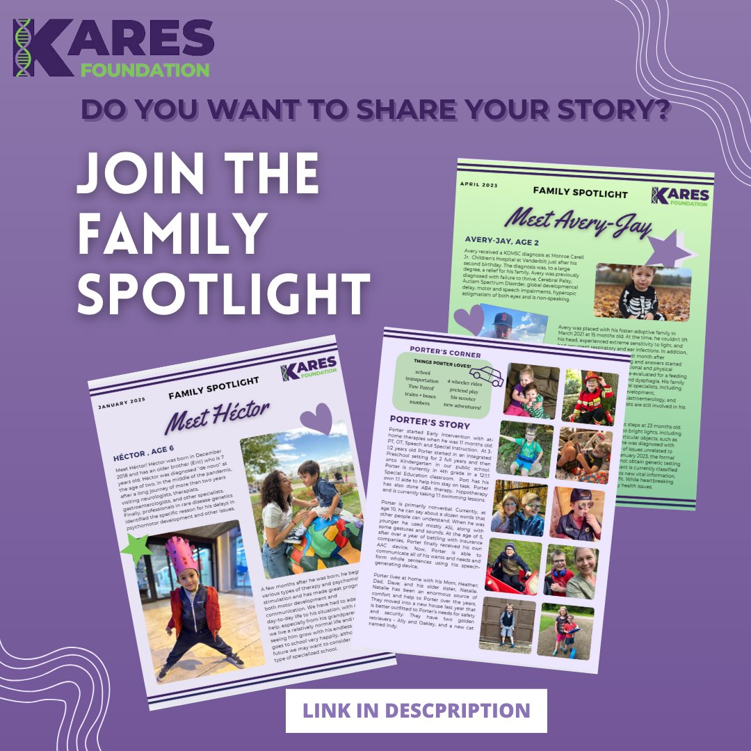 We’d love to highlight your story in our Family Spotlight! Your journey matters, and by sharing it, you can inspire and connect with others in the KDM5C community.

Click the link below to fill out the questionnaire to celebrate KDM5C families like yours:
kares.foundation/family-spotlig…