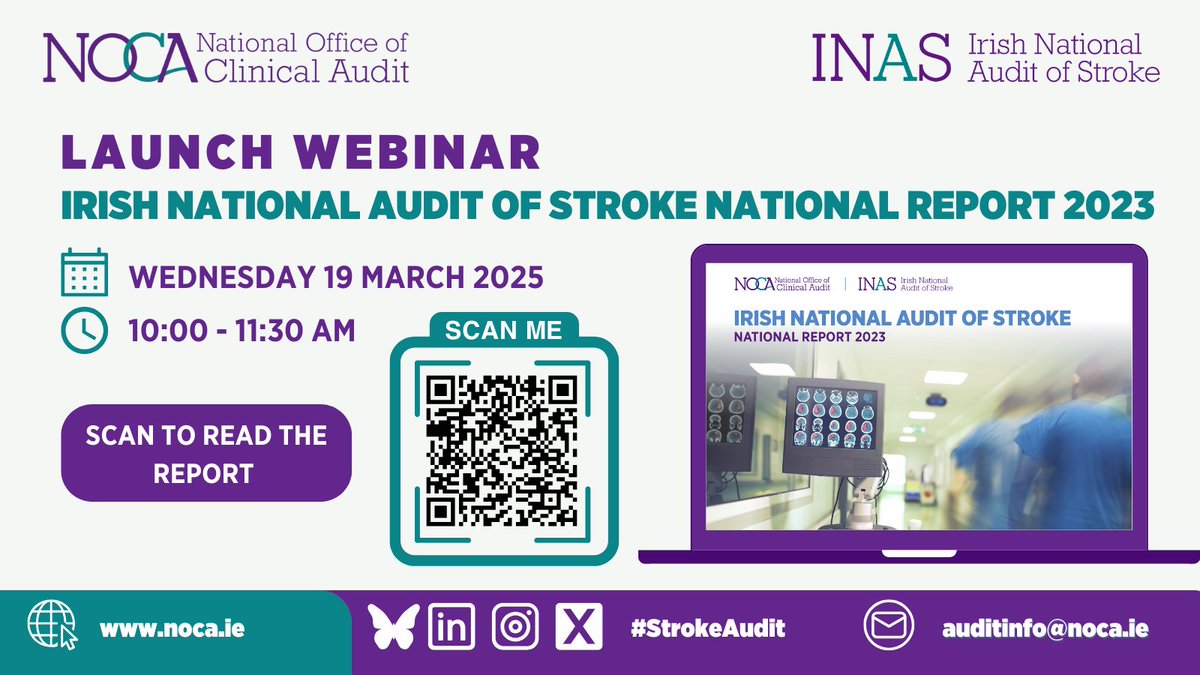 📢 Missed the launch of the Irish National Audit of Stroke National Report 2023 yesterday?

The recording is now available. Watch the latest insights on stroke care in Ireland, key findings, and areas for improvement.

🎥 Watch here: vimeo.com/noca/inas2023

#StrokeAudit