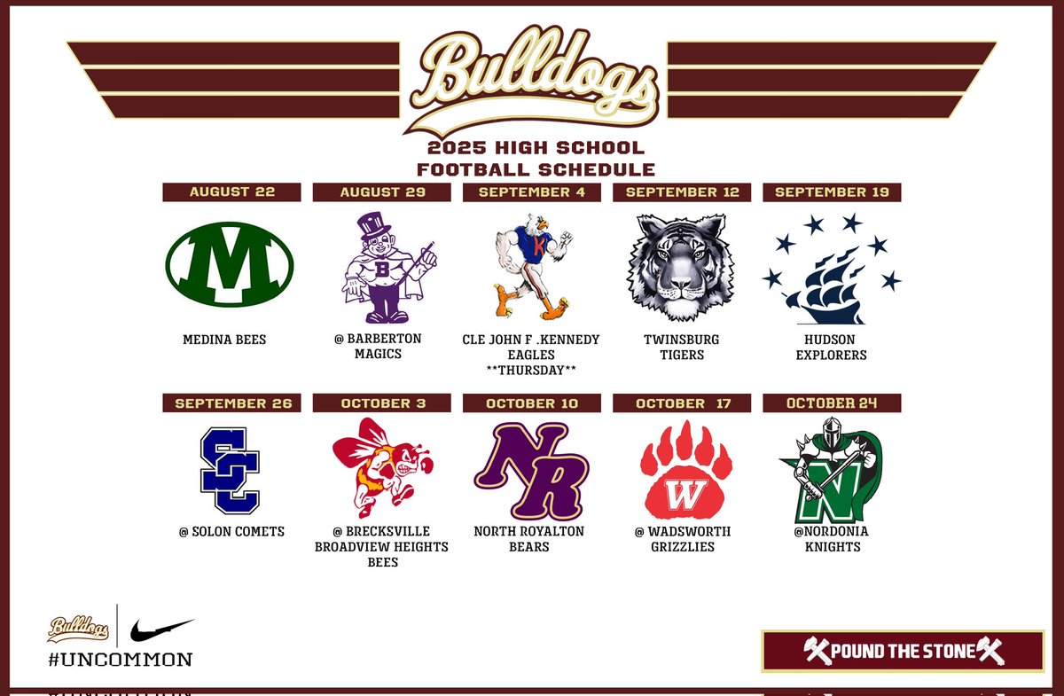 Official 2025 SMFHS Football Season Schedule. #PoundTheStone #UNcommon
