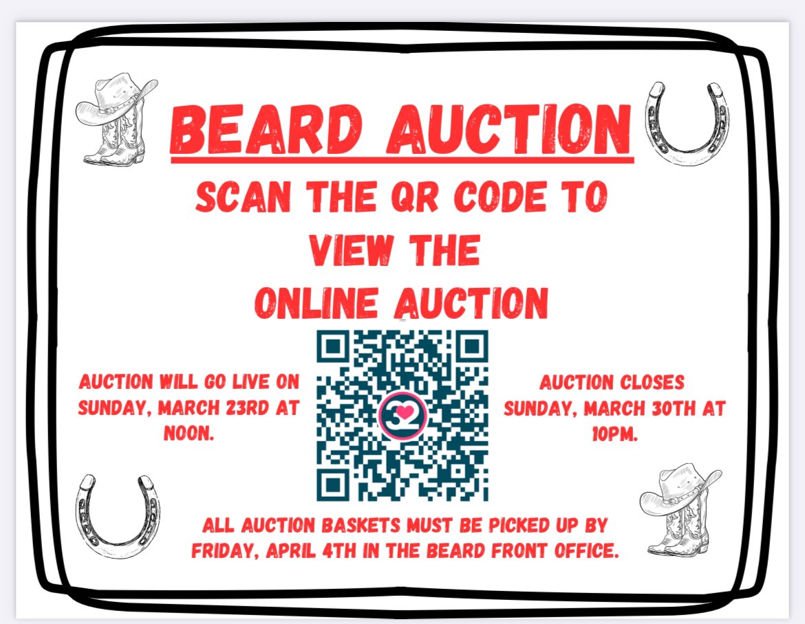 Our annual Barn Dance is coming soon! Friday March 28th from 5:30-8pm we will have Food Trucks, fun activities, &amp; a silent auction. We are pre-selling wristbands &amp; fun cards so you can skip the long lines, &amp; you can view the silent auction items by scanning the QR code below.