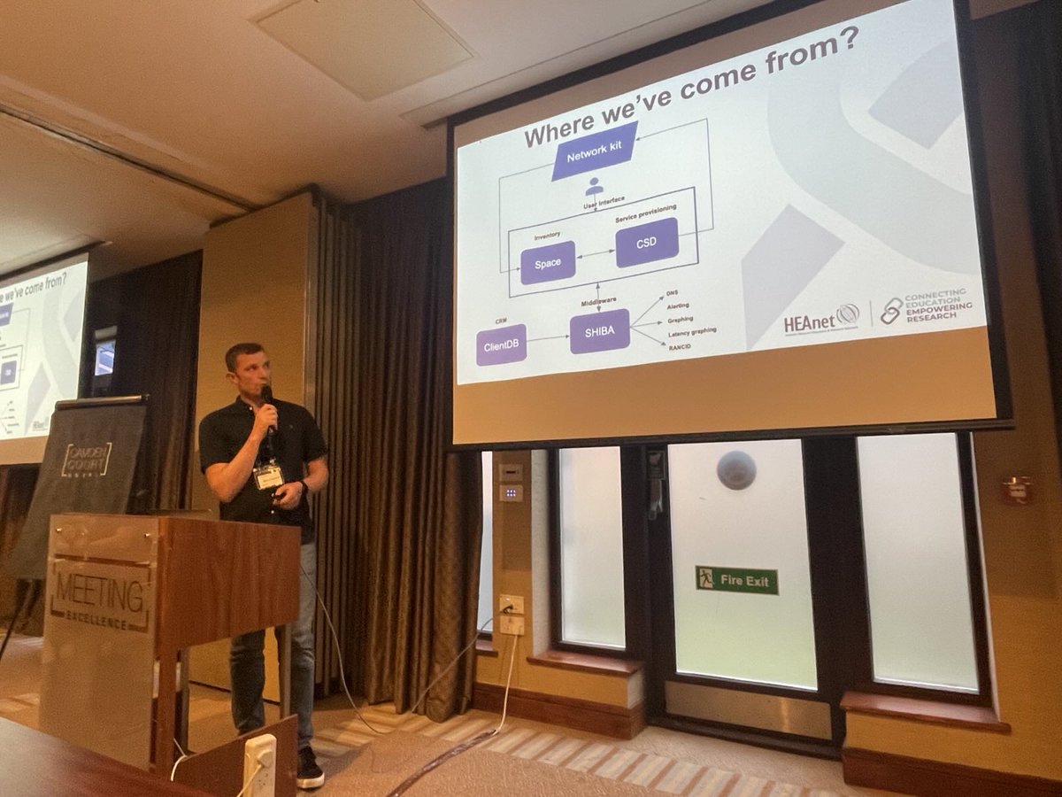 It’s always great to see our members sharing their projects and experiences; really enjoying <a href="/mickodonovan/">Mícheal Ó Donnabháin</a> talk on <a href="/HEAnet/">HEAnet</a> experience with their new provisioning system.
#peeringisgoodforus #inexmeeting #HEAnet