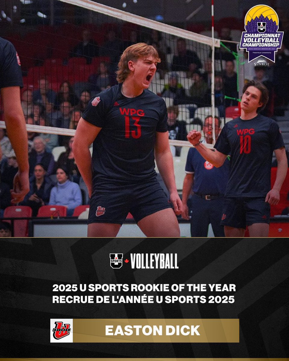 U SPORTS (@usportsca) on Twitter photo ππ Easton Dick of the University of Winnipeg is the 2025 U SPORTS men's volleyball Rookie of the Year!
ππ Easton Dick des <a href="/Wesmenathletics/">Winnipeg Wesmen</a> est la recrue de l'annΓ©e 2025 en volleyball masculin U SPORTS !
<a href="/CanadaWest/">Canada West</a>
#ChaseTheGlory | #ViserHaut ππ Easton Dick of the University of Winnipeg is the 2025 U SPORTS men's volleyball Rookie of the Year!
ππ Easton Dick des <a href="/Wesmenathletics/">Winnipeg Wesmen</a> est la recrue de l'annΓ©e 2025 en volleyball masculin U SPORTS !
<a href="/CanadaWest/">Canada West</a>
#ChaseTheGlory | #ViserHaut