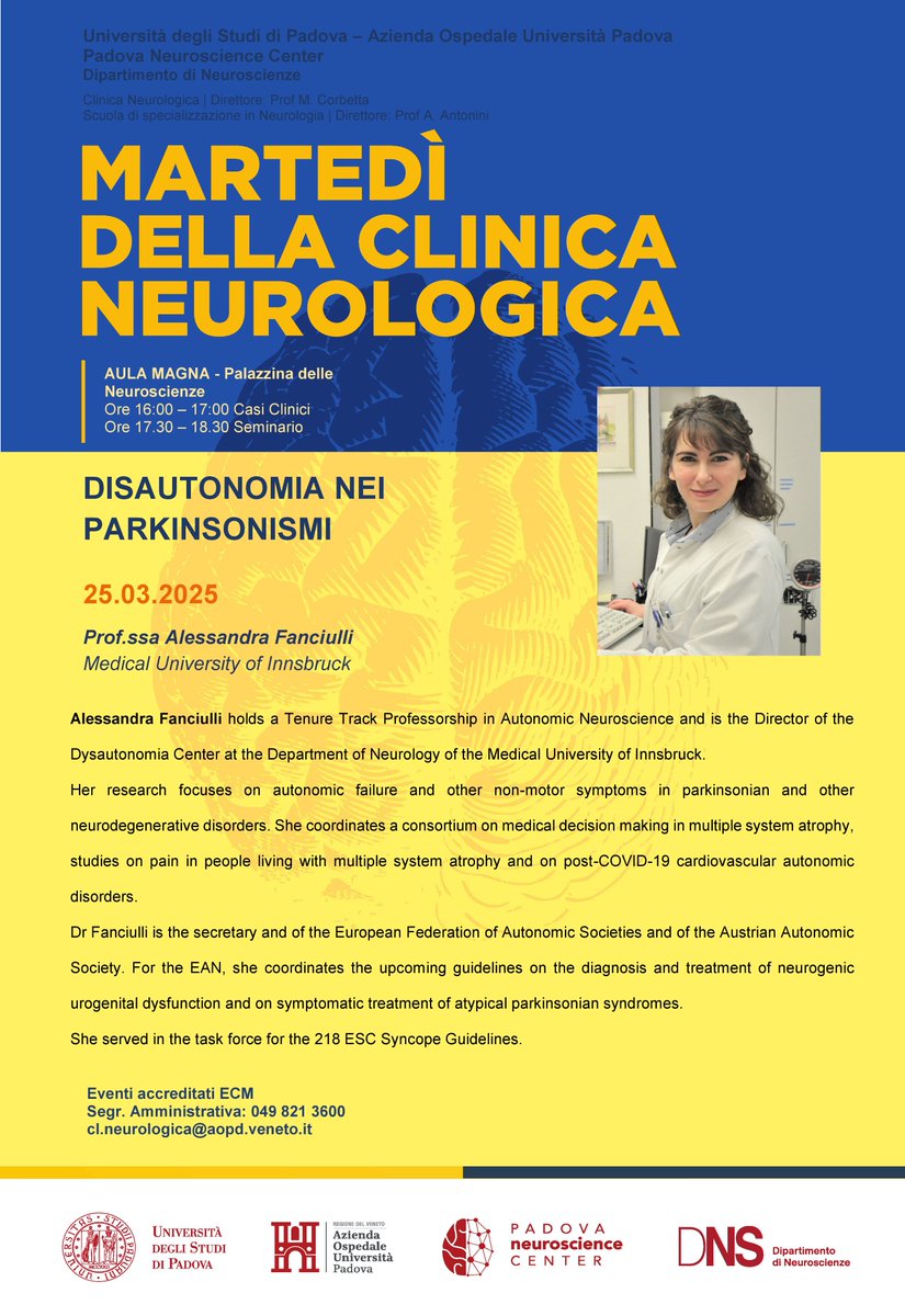 If you're interested in #Parkinsonsdisease and other #neurodegenerative disorders, don't miss Alessandra Fanciulli's talk!

#neuroscience