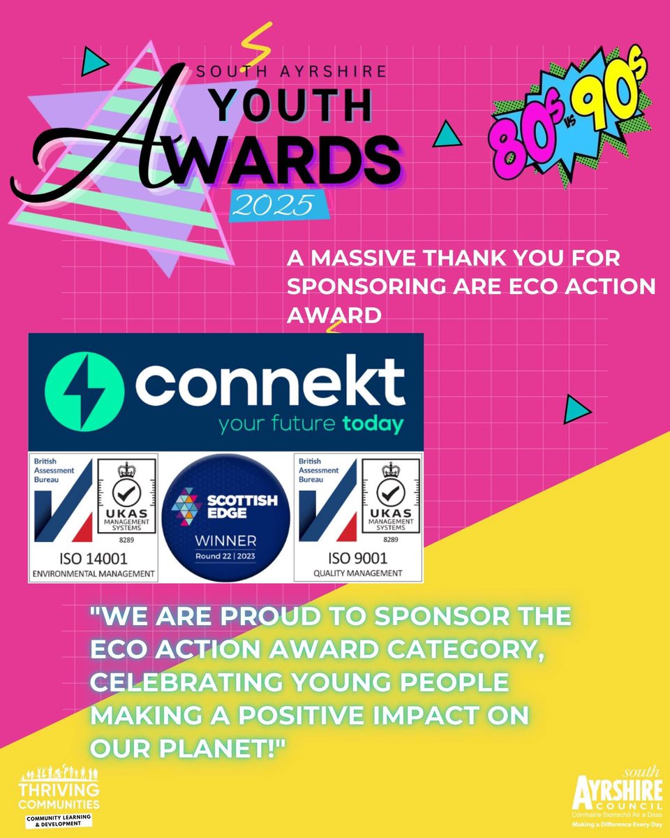 Thriving Communities - CLD South Ayrshire (@cld_sac) on Twitter photo π YOUTH AWARDS 2025 π
A huge thank you to Connekt EV Charging, for sponsoring the Eco Action Award! ππ
Your support means so much, and we are grateful for your commitment to recognizing the incredible efforts of young people creating a greener future! ππ
#EcoActionAward π YOUTH AWARDS 2025 π
A huge thank you to Connekt EV Charging, for sponsoring the Eco Action Award! ππ
Your support means so much, and we are grateful for your commitment to recognizing the incredible efforts of young people creating a greener future! ππ
#EcoActionAward