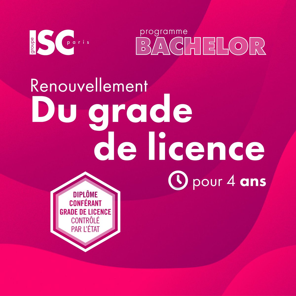 Le Grade de Licence du Bachelor de l'ISC Paris est renouvelé pour 4 ans !

✅ Diplôme reconnu par l'État
✅ Formation alliant théorie &amp; pratique
✅ Tremplin vers des carrières ambitieuses

Rejoignez-nous  👉 iscparis.com/actualite/reno…