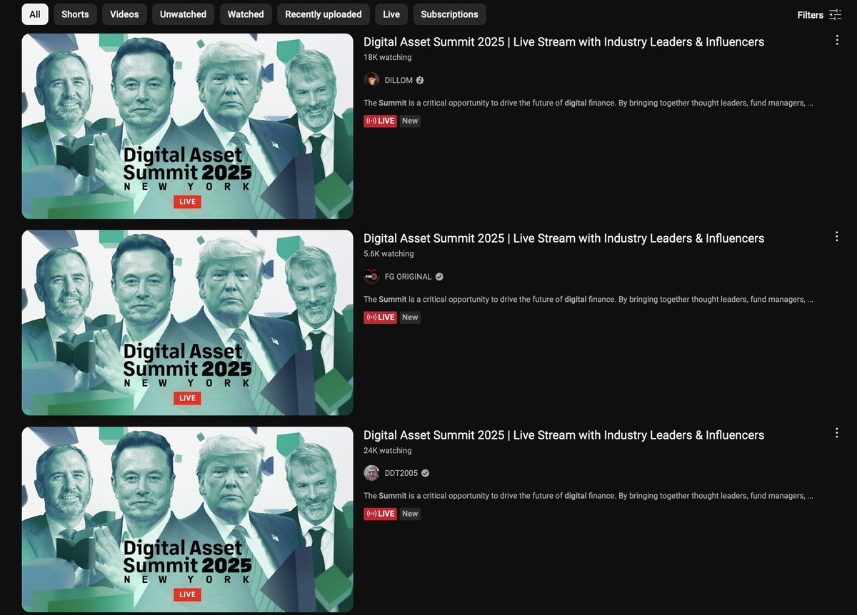 Nearly 50,000 people on YouTube are watching fake live streams of the  Digital Asset Summit. They are pushing a Bitcoin “send 1, get 2 back” scam,  complete with an AI-dubbed Elon Musk