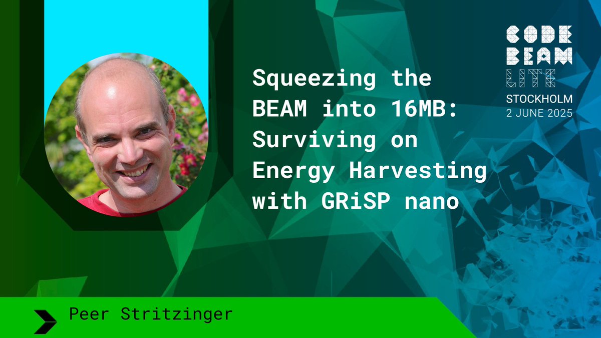 Code BEAM (@codebeamio) on Twitter photo Can BEAM run on 16MB RAM & energy harvesting? ⚡ <a href="/peerstr/">Peer Stritzinger</a> explores Erlang on GRiSP nano with RTEMS, memory optimization & ultra-low-power computing. codebeamstockholm.com/talks/Squeezin… Can BEAM run on 16MB RAM & energy harvesting? ⚡ <a href="/peerstr/">Peer Stritzinger</a> explores Erlang on GRiSP nano with RTEMS, memory optimization & ultra-low-power computing. codebeamstockholm.com/talks/Squeezin…