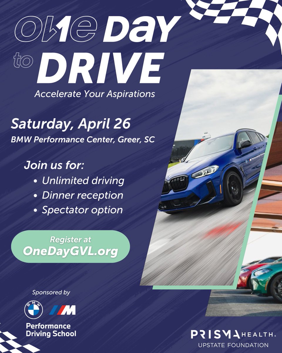 phupstatefound's tweet image. We invite you to get behind the wheel of BMW’s finest vehicles and get on the track — all while knowing that 100% of proceeds go directly to support OneDay and our mission! 💙
🏎️ Get your tickets today ➡️ bit.ly/4bPHbcw  🏎️
#onedaygvl #bmwdrivingexperience #greersc