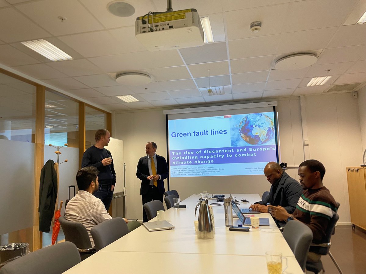 Today's special guest at the Centre for Innovation Research: Andrés Rodríguez-Pose, giving a talk about "Green Fault Lines - The Rise of Discontent and Europe’s Dwindling Capacity to Combat Climate Change"