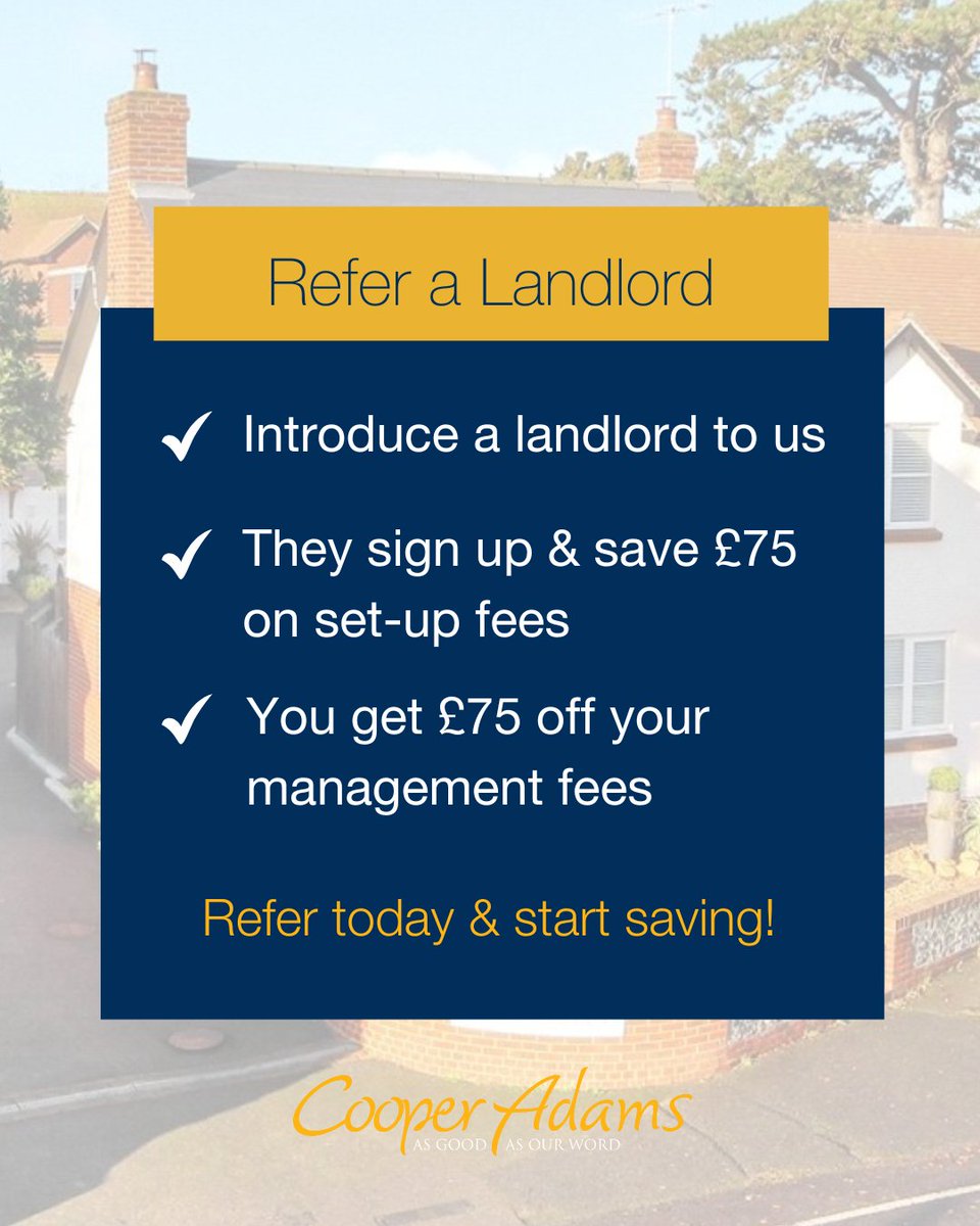 cooper_adams's tweet photo. Refer a landlord today to get £75 off your management fees, and they'll get £75 off set-up fees! 

🏡 Exceptional service  
📈 Maximised rental returns
🤝 Hassle-free property management
💷 Free rent guarantee

More info here ➡️ https://t.co/v63FqWC7TZ https://t.co/h723ytjsg8