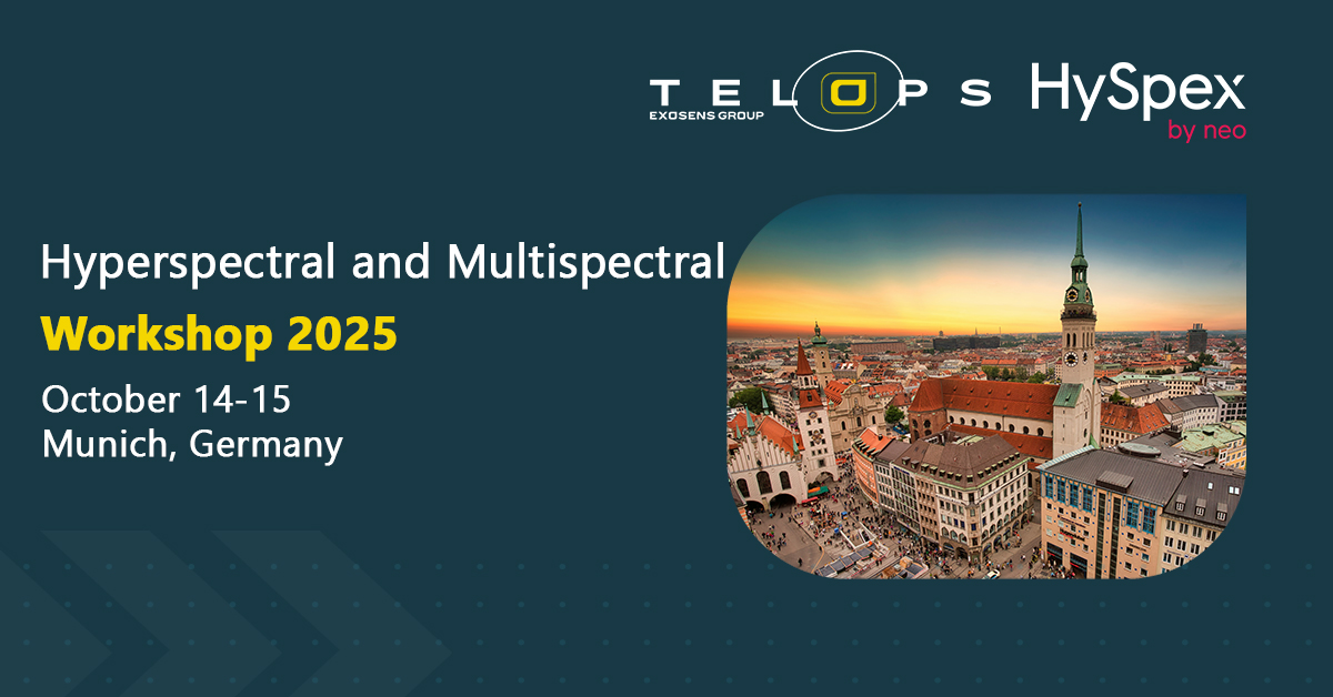 Mark your calendar for October 14-15! #Telops and HySpex are proud to announce that the Hyperspectral and Multispectral Workshop will be held in Germany this year. Stay tuned for all the details on registration and to find out who our keynote speakers will be! #exosens