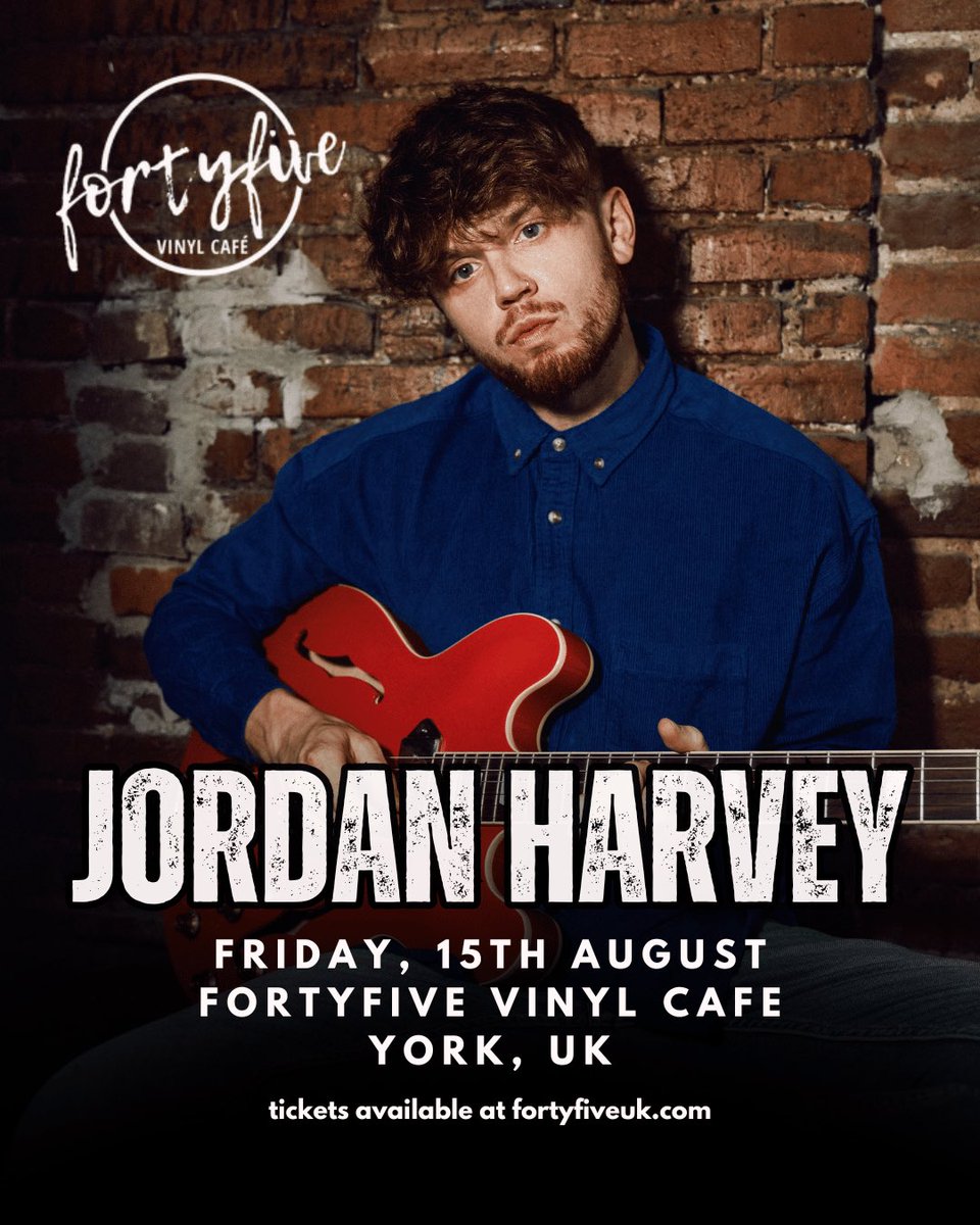 Jordan Harvey (@jordanharvey___) on Twitter photo First time ever in #York, can’t wait to play <a href="/fortyfiveuk/">FortyFive Vinyl Café • York</a> this summer! Tickets available at link in my bio and online! 🔗 fortyfiveuk.com/events/jordan-… First time ever in #York, can’t wait to play <a href="/fortyfiveuk/">FortyFive Vinyl Café • York</a> this summer! Tickets available at link in my bio and online! 🔗 fortyfiveuk.com/events/jordan-…
