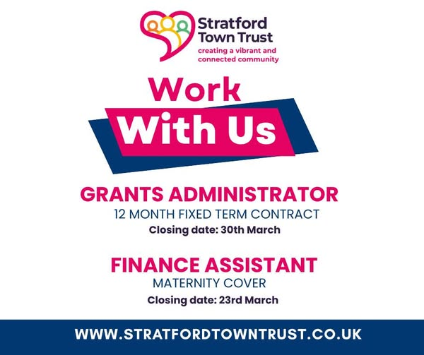 We currently have two opportunities to work with us! Could you be our new Grants Administrator (12 month fixed term contract) or our Finance Assistant (maternity cover?) Check our website for all the details and to apply: stratfordtowntrust.co.uk/about/work-us #jobs