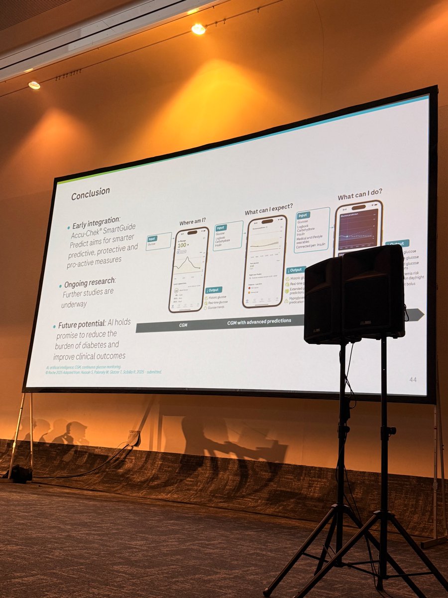 OneHealthBio's tweet image. At @ATTDconf in Amsterdam and its interesting to see @RocheDiabetes sharing their latest efforts in the 1st day symposium (500 people in audience) on 2 hour AI glucose predictions and their desire to make this a reality. One Drop had 12 hour BGM glucose forecasts in market in…