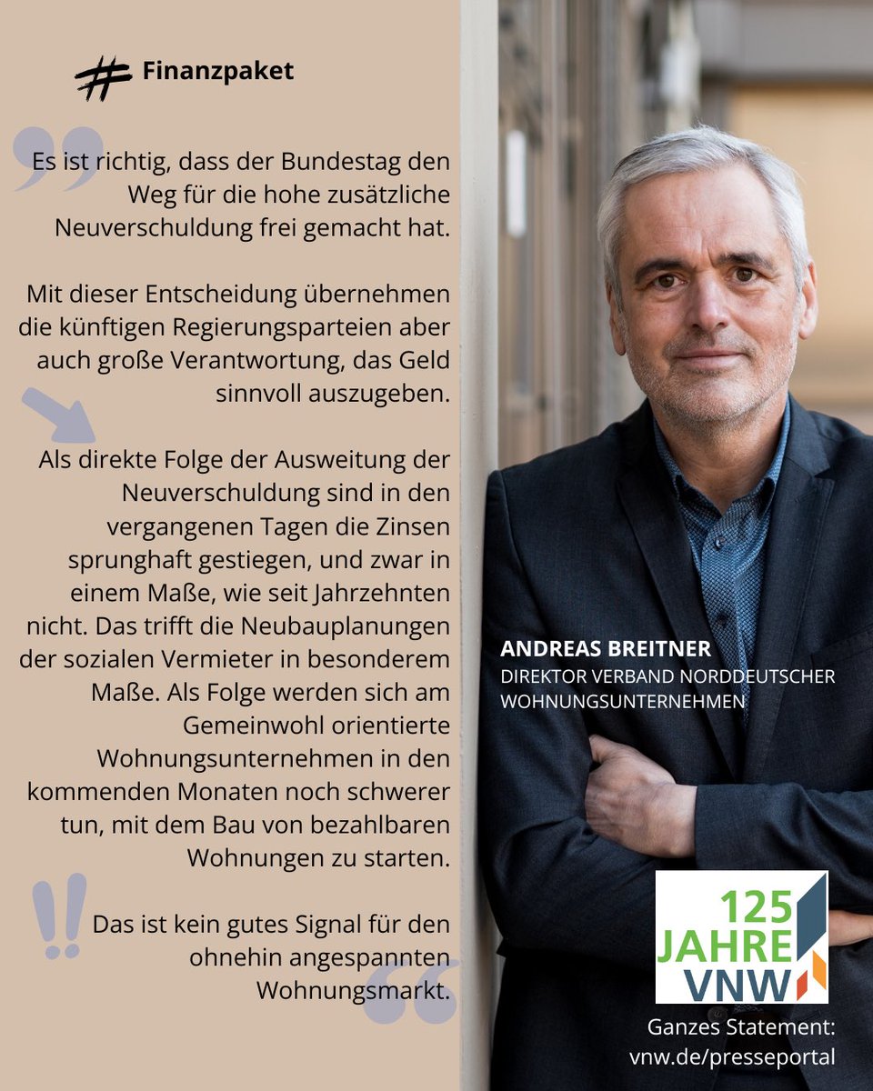 Der Bundestag hat entschieden. Und der Wohnungsbau? Menschen, die in Zukunft die gebauten Brücken u. Straßen nutzen müssen auch Wohnen. Die Entscheidung greift zu kurz und lässt  Bauzinsen steigen. Es sollte bald nach gesteuert werden. #nurneubauhilft