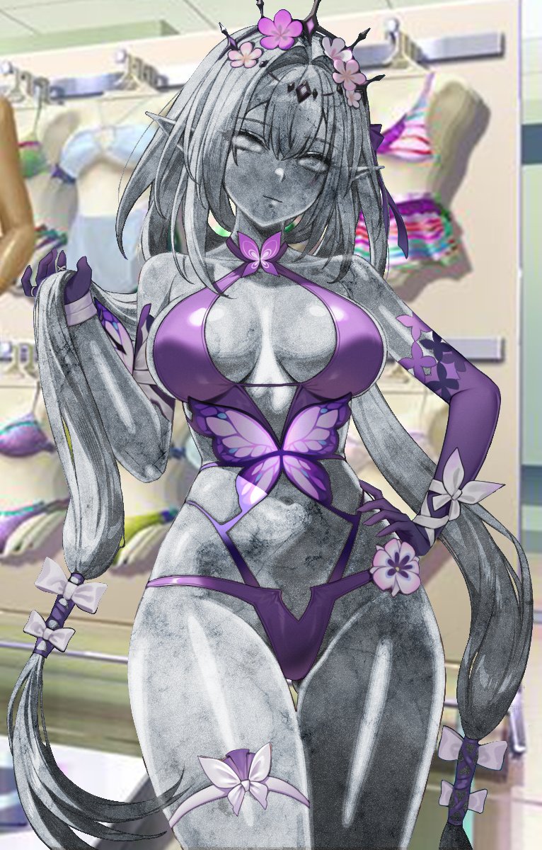 原图来自于网络，我只是进行了PS处理，如冒犯，请私信 
#人形化 #asfr #固め #マネキン化 #石化 #金化