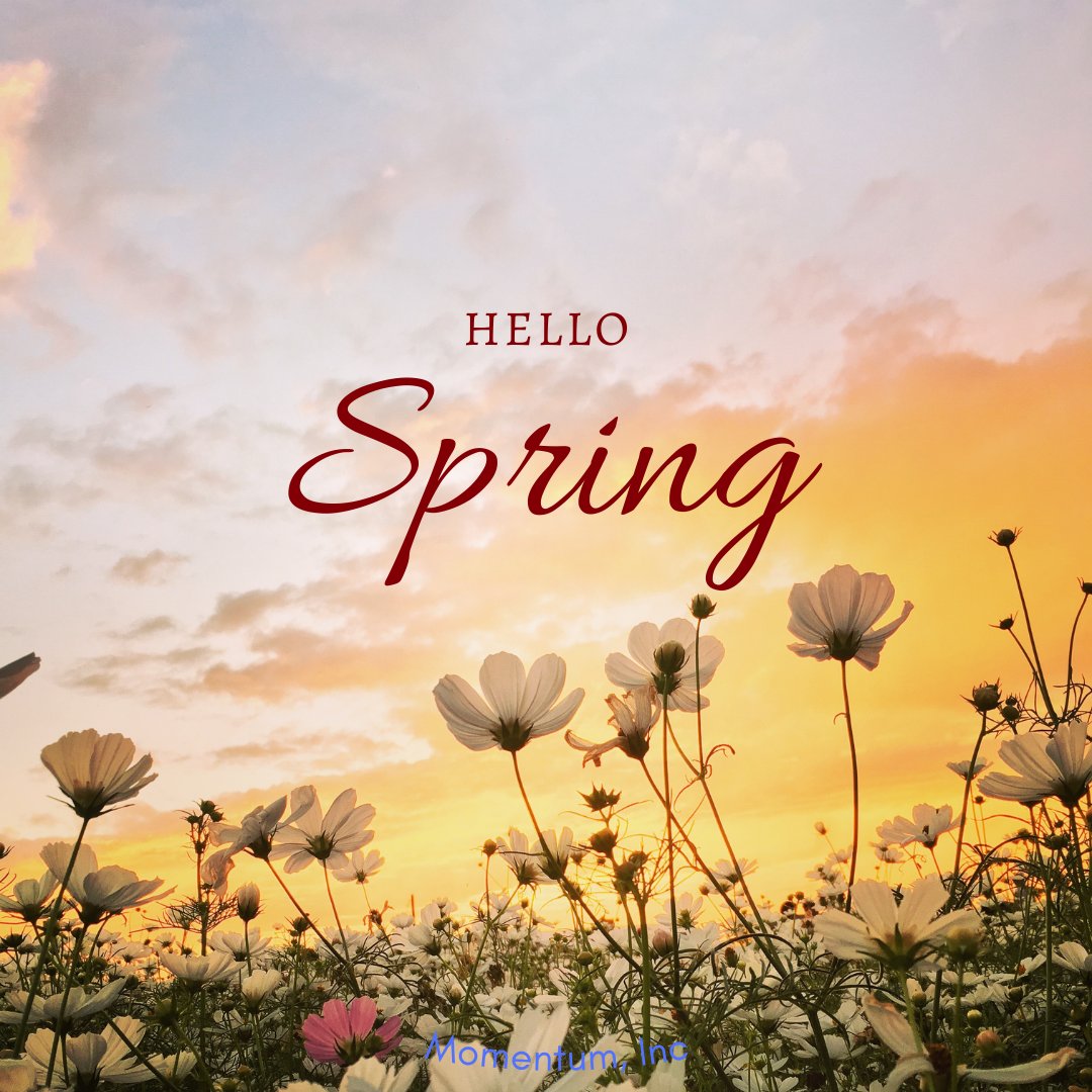 MomentumBlue's tweet photo. We've been talking about it here for a while now, but today we can officially celebrate it!  Happy first day of Spring everyone!  Get outside, soak in the sun, and wave winter goodbye! https://t.co/kUA7rI4CQX