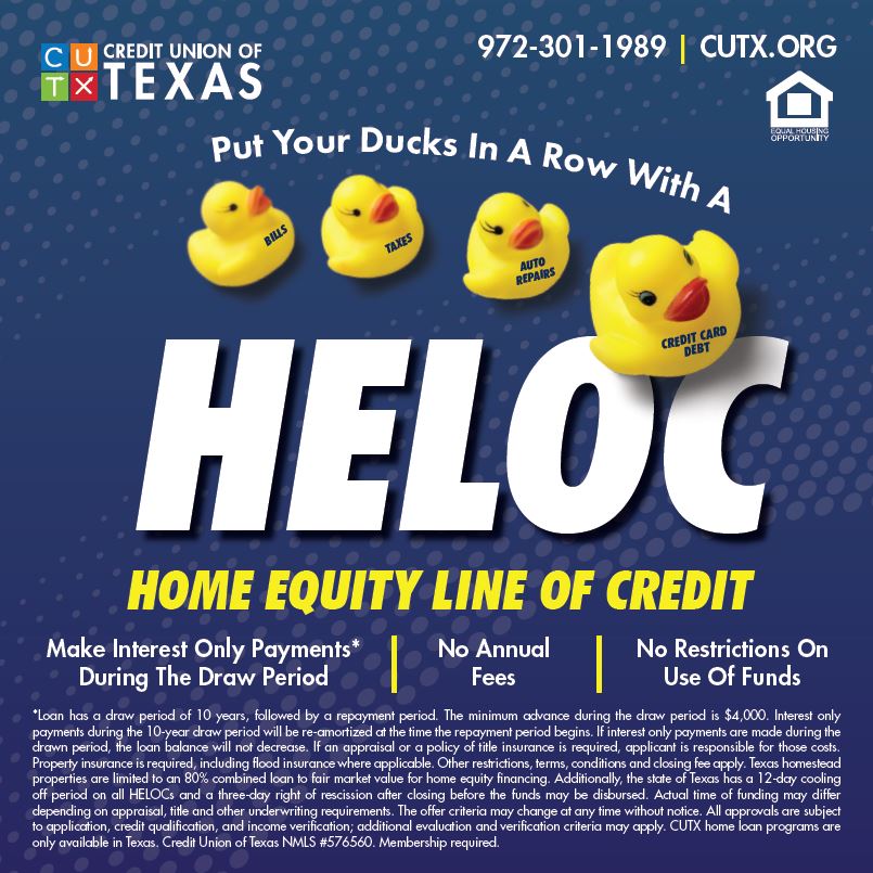 CUTexas's tweet image. The first day of Spring has finally arrived! 🌸 Now is the perfect time to get your ducks in a row and unlock your equity for some home renovations! 🛠️ Call one of our HELOC specialists at 972-301-1989 or click the link to learn more: cutx.org/heloc.