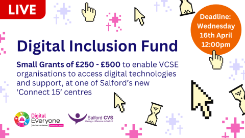 Apply for a small grant of £250-£500 to enable your staff, volunteers and beneficiaries to:
a) Improve digital skills
b) Support Intergenerational Learning
c) Utilising innovative technologies
d) Supporting wellbeing and inclusion

lght.ly/1he9l6e