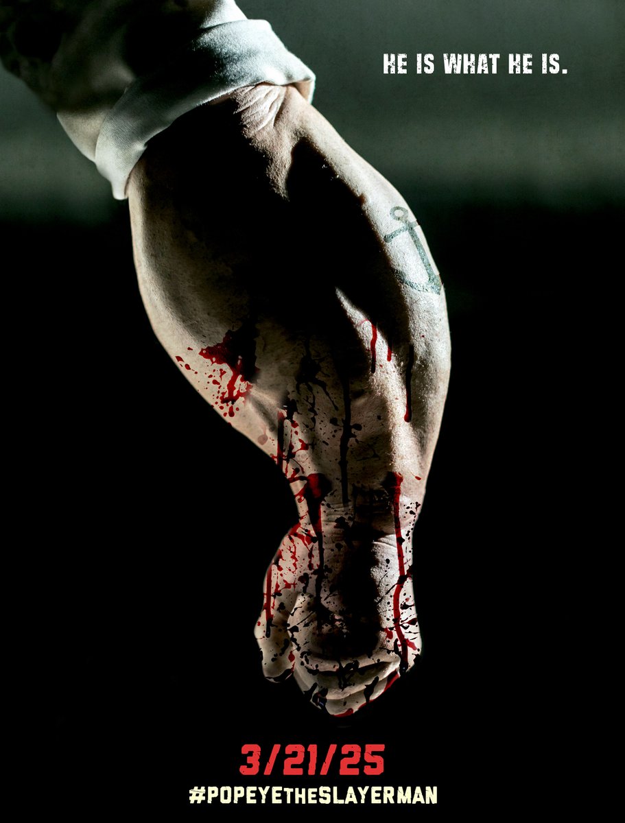 BDisgusting's tweet photo. Here's the new poster for POPEYE THE SLAYER MAN, in select theaters and on VOD tomorrow, March 21. https://t.co/92RAMp8xjm