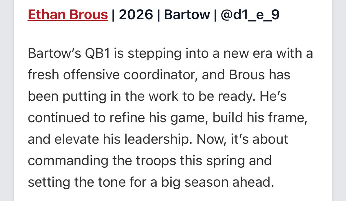 Ethan “E9” Brous (@d1_e_9) on Twitter photo We will earn it 😤! Thank you for the write up 🙏 <a href="/RealNews102/">Drew Johnson</a> <a href="/PrepRedzoneFL/">Prep Redzone Florida</a> <a href="/Coach_Chhay/">Jon Chhay</a>
<a href="/tgt_training/">Railond Garrett</a> <a href="/QBTucker/">Coach Tucker</a> <a href="/thetylereden/">Tyler Eden</a> <a href="/thejaredcrews/">Jared Crews</a> <a href="/BartowFb/">Bartow Yellow Jackets Football</a> <a href="/GradyMorrell/">Grady Morrell "Coach G"</a> <a href="/polk_way/">PolkWay</a> <a href="/H2_Recruiting/">Hasani (H2) | Football Recruiting</a> We will earn it 😤! Thank you for the write up 🙏 <a href="/RealNews102/">Drew Johnson</a> <a href="/PrepRedzoneFL/">Prep Redzone Florida</a> <a href="/Coach_Chhay/">Jon Chhay</a>
<a href="/tgt_training/">Railond Garrett</a> <a href="/QBTucker/">Coach Tucker</a> <a href="/thetylereden/">Tyler Eden</a> <a href="/thejaredcrews/">Jared Crews</a> <a href="/BartowFb/">Bartow Yellow Jackets Football</a> <a href="/GradyMorrell/">Grady Morrell "Coach G"</a> <a href="/polk_way/">PolkWay</a> <a href="/H2_Recruiting/">Hasani (H2) | Football Recruiting</a>