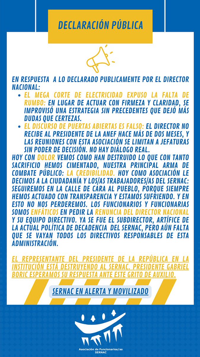 SERNAC en alerta! Ante de las declaraciones públicas del Director Nacional expresamos lo siguiente: <a href="/anefchile/">ANEF</a> <a href="/Presidencia_cl/">Presidencia de Chile</a> <a href="/nico_grau/">Nicolás Grau Veloso</a> <a href="/GabrielBoric/">Gabriel Boric Font</a>