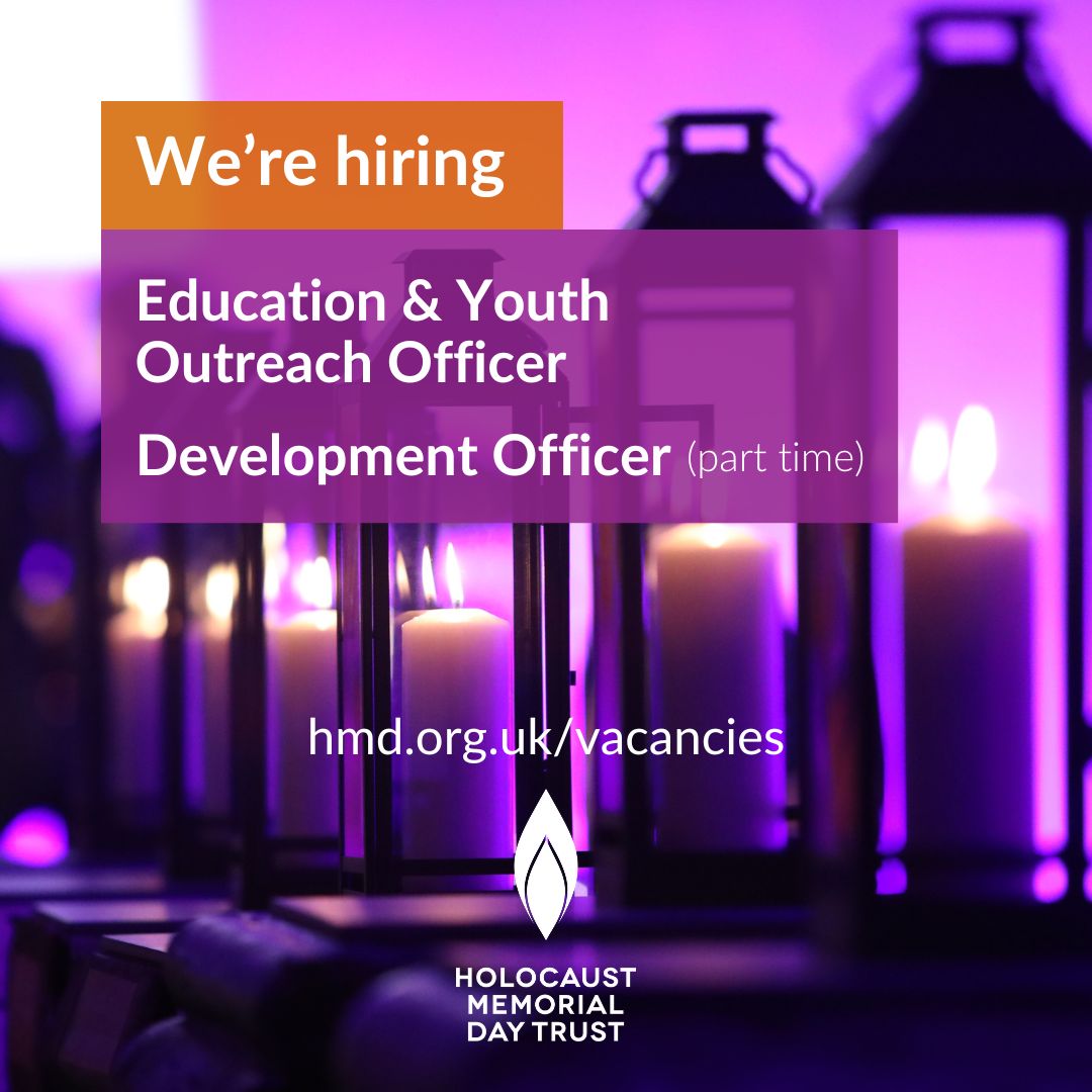 Join the Holocaust Memorial Day Trust! We're seeking an Education and Youth Outreach Officer and a Part-Time Development Officer to support our vital work. 

🔗 Go to hmd.org.uk/vacancies to find out more and download an application pack.

#Recruitment #Hiring #CharityJob