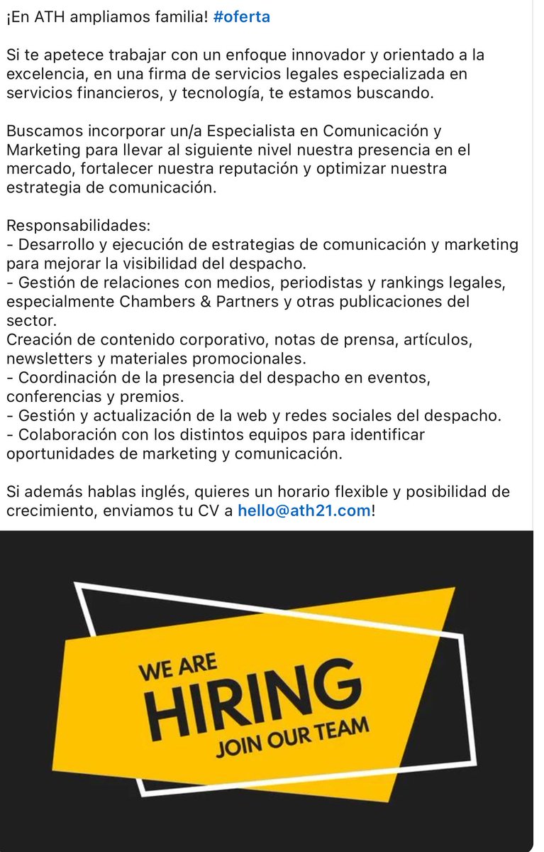 🚨 Ampliamos equipo - marketing jurídico