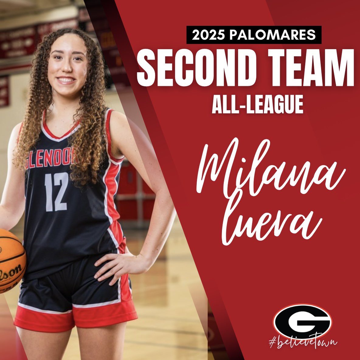 Congratulations to Milana Luera for being named to the Palomares All-League Second Team! #believetown