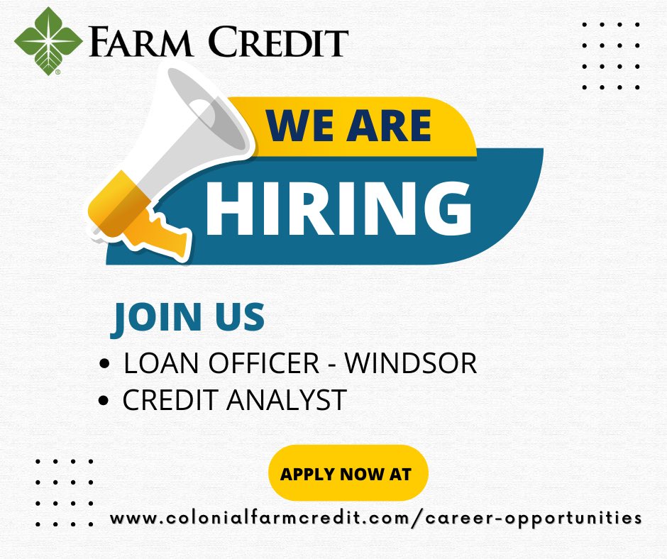 ColFarmCredit's tweet image. Check out our website for two great job openings we currently have!