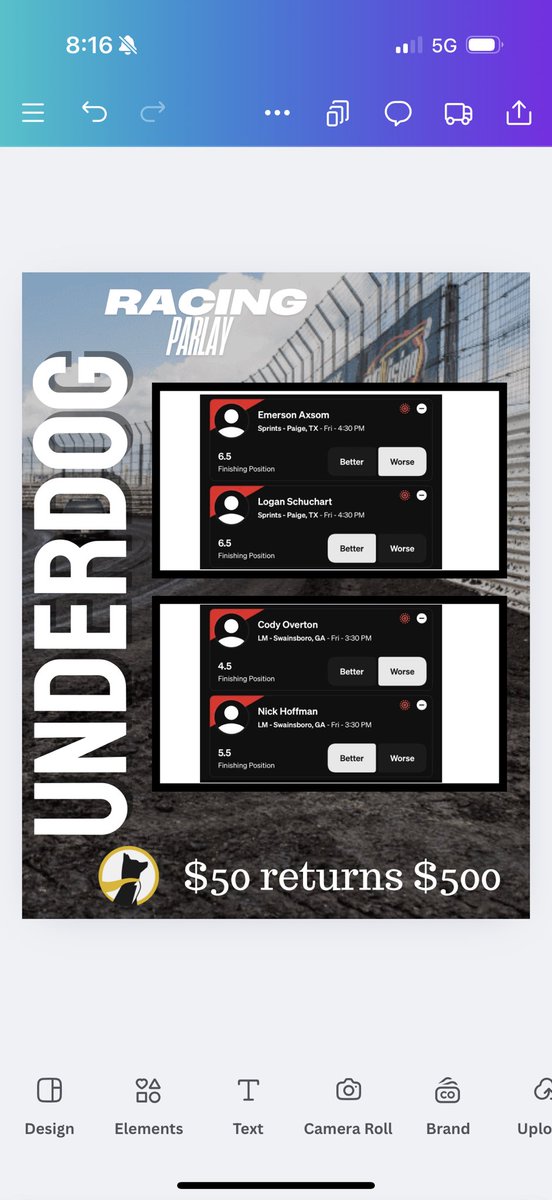 Friday outlaw bet! Will probably have a high limit bet posted once lines come out.
11-6 (+38.1 units)

Here’s my favorite bet for 3/21
 ❤️ if you’re tailing

Get in now with the link below before the odds change. 🏁
#underdog #worldofoutlaws #highlimitracing #usacracing
21+.