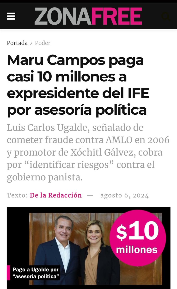Alberto García (@albertodin84757) on Twitter photo <a href="/LCUgalde/">Luis Carlos Ugalde</a> No podías saberse 😏
La mano derecha de Calderón para orquestar el fraude del 2006 contra AMLO, saliendo a atacar a la 4T, a nombre de su patrona Maru Campos.
Pues como no!
Si eres parte de los que viven del dinero de los chihuahuenses.
Sinvergüenza.
<a href="/LCUgalde/">Luis Carlos Ugalde</a> <a href="/LCUgalde/">Luis Carlos Ugalde</a> No podías saberse 😏
La mano derecha de Calderón para orquestar el fraude del 2006 contra AMLO, saliendo a atacar a la 4T, a nombre de su patrona Maru Campos.
Pues como no!
Si eres parte de los que viven del dinero de los chihuahuenses.
Sinvergüenza.
<a href="/LCUgalde/">Luis Carlos Ugalde</a>