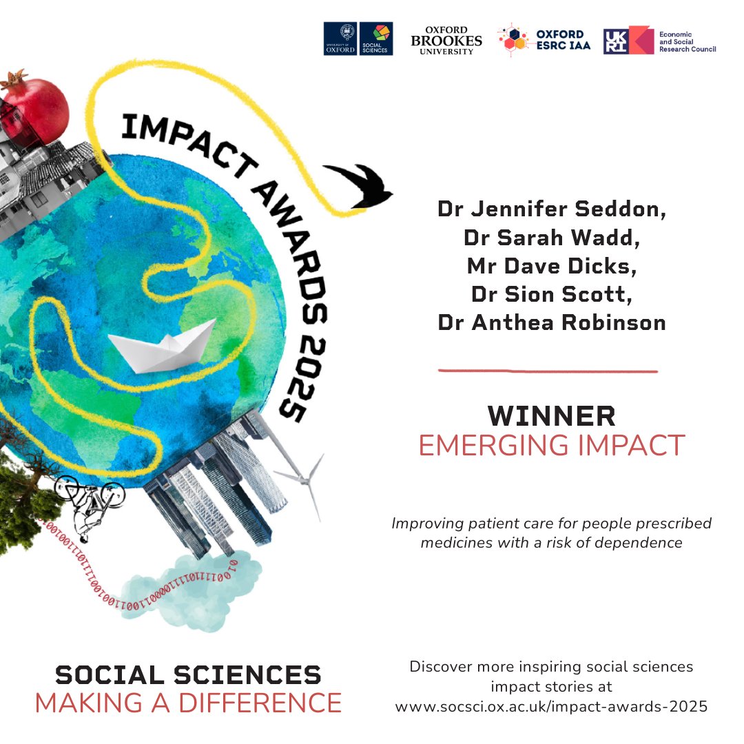OxfordSocialSciences (@oxsocsci) on Twitter photo 🌟Congratulations to <a href="/DrJLSeddon/">Jennifer Seddon</a> <a href="/OBU_Psychology/">Psychology @ Brookes</a>, Sarah Wadd <a href="/SMARTatUoB/">Substance Misuse and Ageing Research Team</a>, <a href="/sionscott/">Sion Scott</a> & colleagues: Winners of the 2025 #SocialSciencesImpactAwards Emerging Impact category for improving patient care for people prescribed medicines with a risk of dependence youtu.be/lLOtDttdsSU?si… 🌟Congratulations to <a href="/DrJLSeddon/">Jennifer Seddon</a> <a href="/OBU_Psychology/">Psychology @ Brookes</a>, Sarah Wadd <a href="/SMARTatUoB/">Substance Misuse and Ageing Research Team</a>, <a href="/sionscott/">Sion Scott</a> & colleagues: Winners of the 2025 #SocialSciencesImpactAwards Emerging Impact category for improving patient care for people prescribed medicines with a risk of dependence youtu.be/lLOtDttdsSU?si…