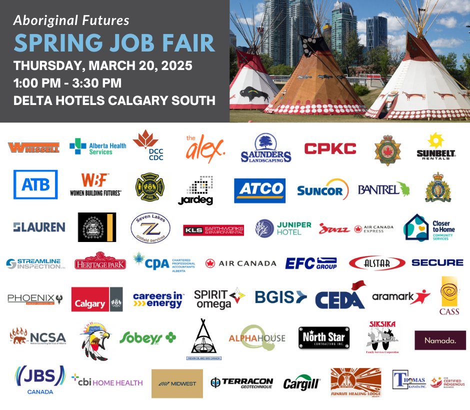 Aboriginal Futures Spring Job Fair is TODAY!

REGISTER TO RESERVE YOUR SPOT: …tc-spring-job-fair-2025.eventbrite.ca

Discover your future career, unlock your potential and step into a brighter future. Don’t miss out!