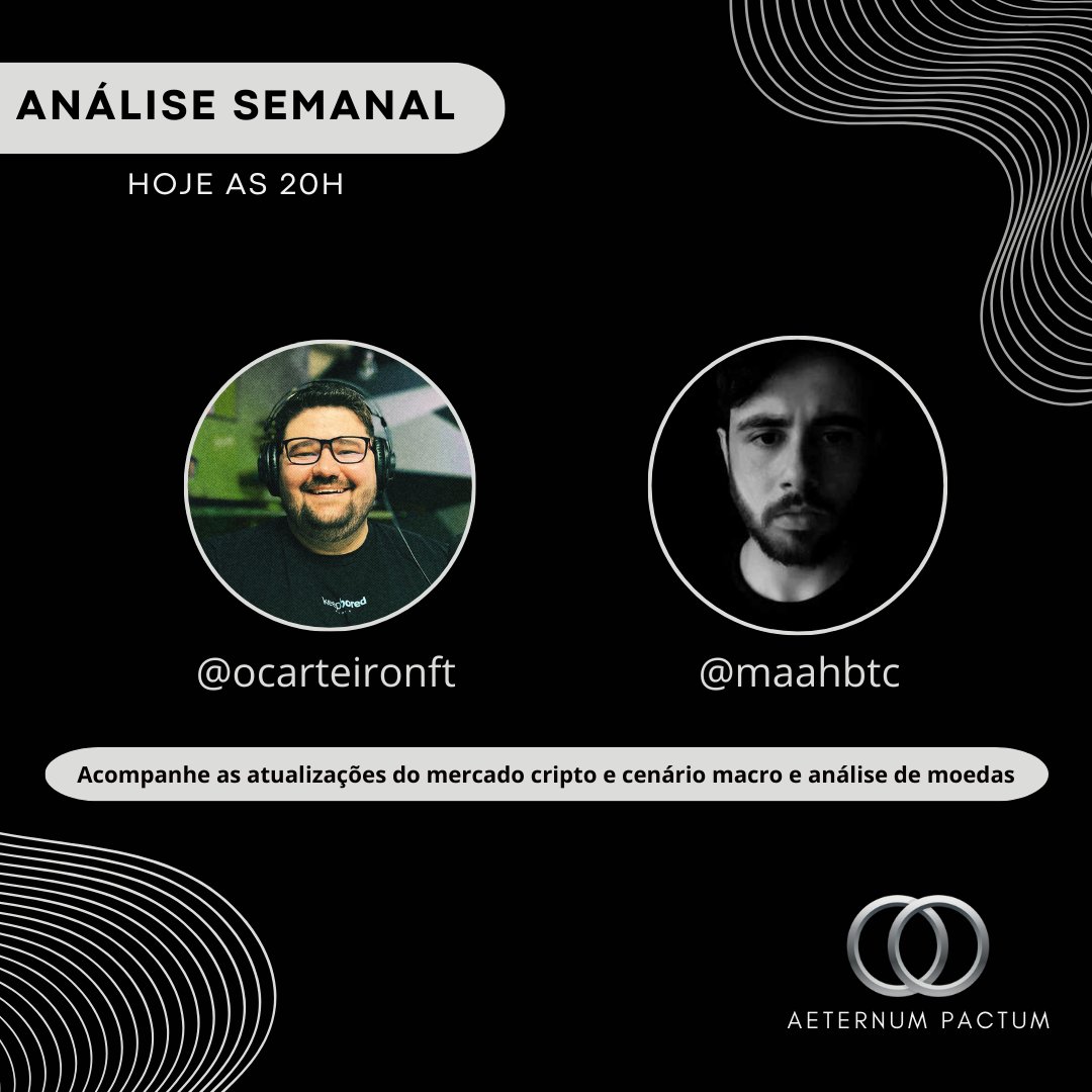 Mercado querendo subir?? 📈

Vamos analisar o cenário e os próximos movimentos do mercado na nossa call exclusiva para membros do Aeternum. Hoje, às 20h!   discord.gg/aeternumpactum
