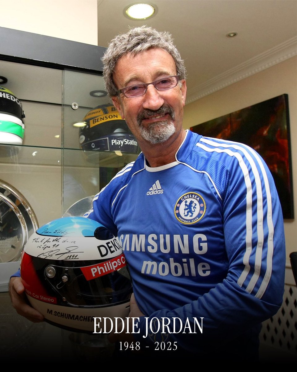 ChelseaFC's tweet photo. Chelsea Football Club is saddened to learn of the passing of former Formula 1 team owner, and Chelsea supporter, Eddie Jordan. 

Our thoughts are with his family and friends at this tremendously sad time. Rest in peace, Eddie. 💙 https://t.co/w7utacrH2u