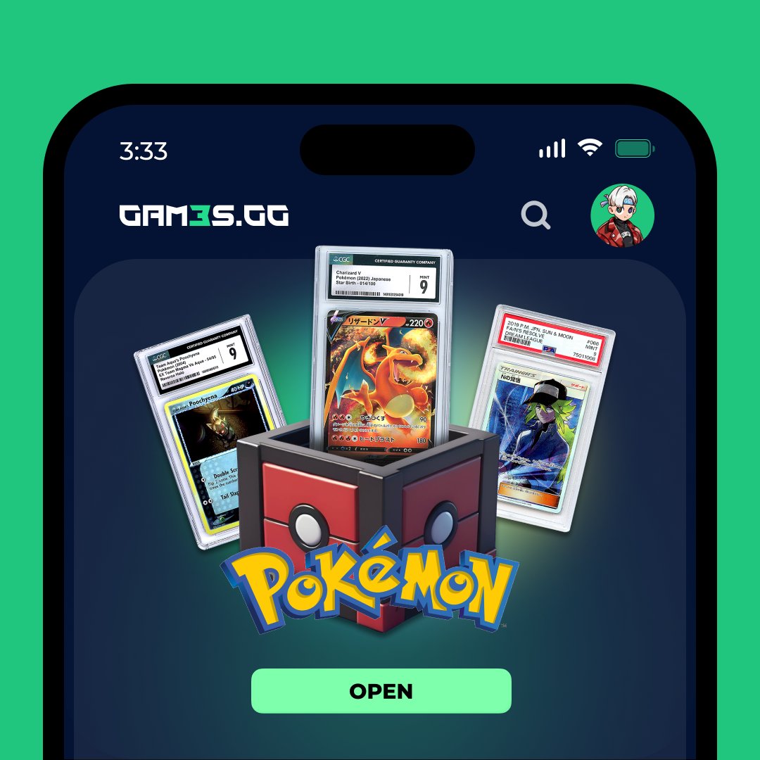 Who's that Pokémon? 👀

New Pokémon mystery box is now live!

Open 1 of 4 different rarity packs, each containing one graded &amp; insured on-chain Pokémon card.

Show us what you pulled: gam3s.gg/mystery-box/po…