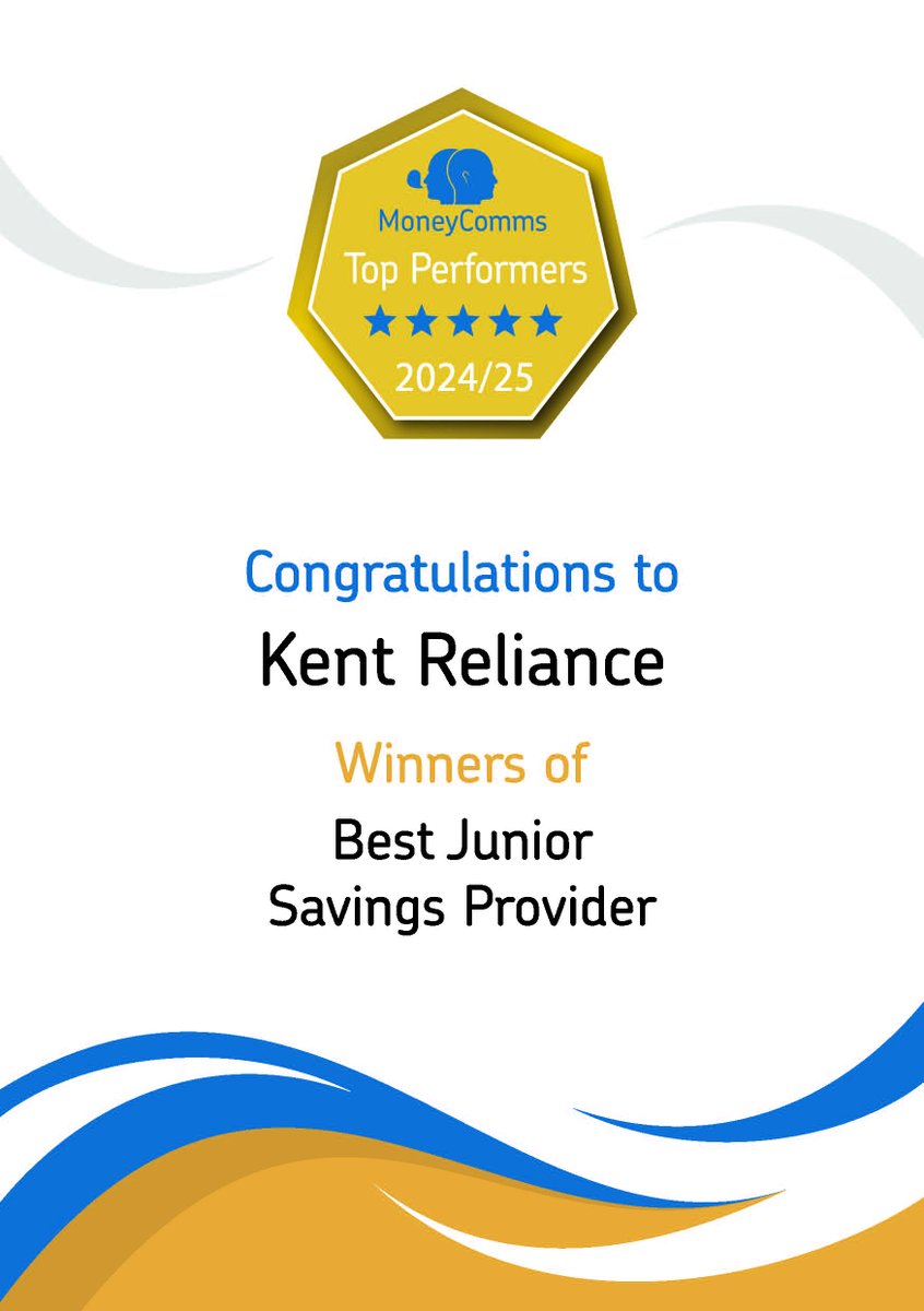 Congratulations to <a href="/kentreliance/">Kent Reliance (Savings)</a> for winning 'Best Junior Savings Provider' in the 2025 MoneyComms Top Performers awards
