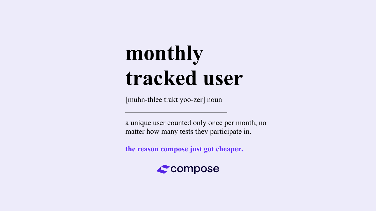 ComposeHQ's tweet photo. 🚨 Compose just got even more cost-effective! 🚨

We’ve redefined “monthly tracked user." Now, if you run multiple tests at once, users are only counted once toward your monthly bill. More experiments, lower costs, same pay-as-you-go pricing!

#ABTesting #CRO #Ecommerce #Compose https://t.co/HX5yYPF04n