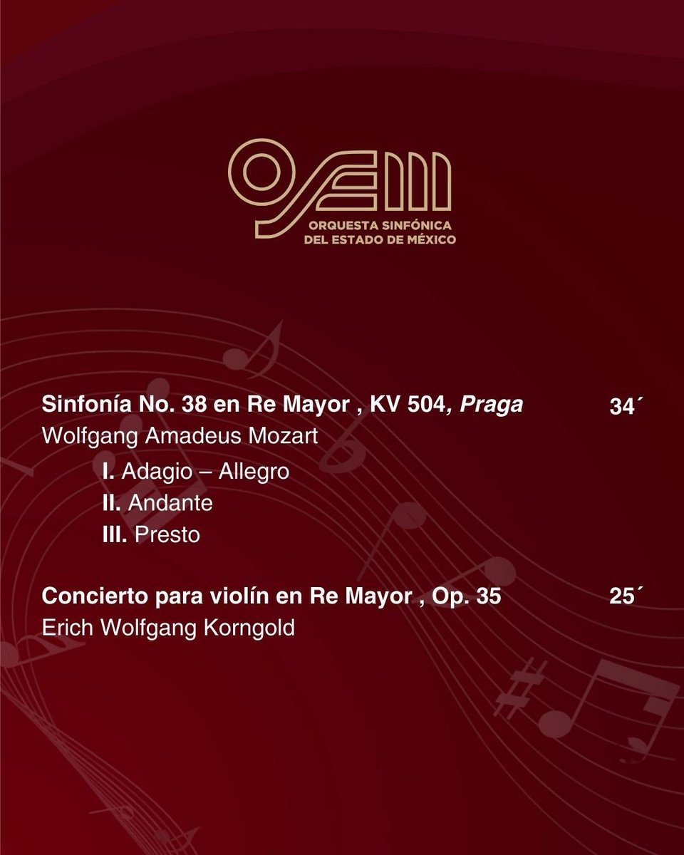 OSEMoficial's tweet photo. En el #Programa5 bajo la dirección de @maciasrodrigo_, interpretaremos obras de tres extraordinarios compositores: Mozart, Korngold y Berlioz.
Todas y todos invitados el viernes en Toluca, y el domingo presentándonos por primera vez en Nicolás Romero.
#ElPoderDeServir https://t.co/OFWq9SHZS6